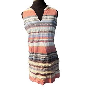 Spartina 449 Evie Fringe Striped Sheath Mini Dress Sz S